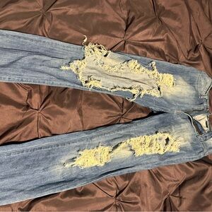 Distressed Blue Jeans